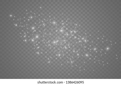 The dust sparks and golden stars shine with special light. Vector sparkles on a transparent background. Christmas light effect. Sparkling magical dust particles.