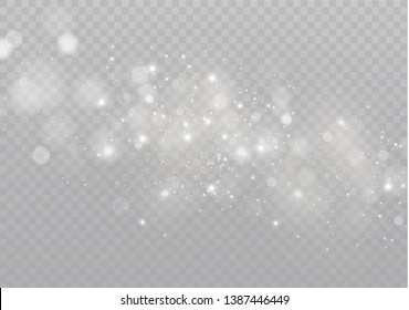 The dust sparks and golden stars shine with special light. Vector sparkles on a transparent background. Christmas light effect. Sparkling magical dust particles.