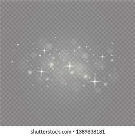 The dust sparks and golden stars shine with special light. Vector sparkles on a transparent background. Christmas light effect. Sparkling magical dust particles.