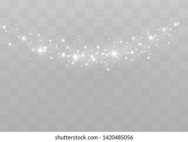 The dust sparks and golden stars shine with special light. Vector sparkles on a transparent background. Christmas light effect. Sparkling magical dust particles.