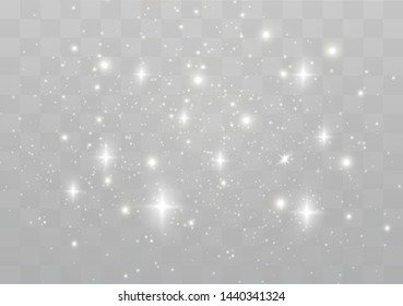 The dust sparks and golden stars shine with special light. Vector sparkles on a transparent background. Christmas light effect. Sparkling magical dust particles.