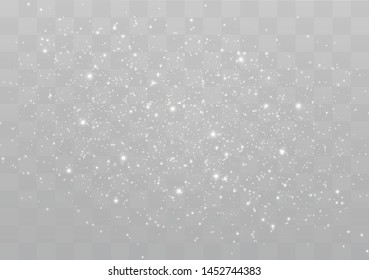 The dust sparks and golden stars shine with special light. Vector sparkles on a transparent background. Christmas light effect. Sparkling magical dust particles.