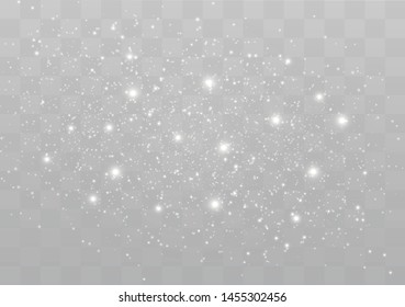 The dust sparks and golden stars shine with special light. Vector sparkles on a transparent background. Christmas light effect. Sparkling magical dust particles.