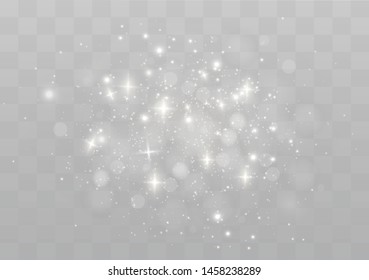 The dust sparks and golden stars shine with special light. Vector sparkles on a transparent background. Christmas light effect. Sparkling magical dust particles.