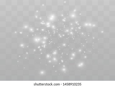 The dust sparks and golden stars shine with special light. Vector sparkles on a transparent background. Christmas light effect. Sparkling magical dust particles.