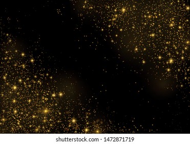 The Dust Sparks And Golden Stars Shine With Special Light. Vector Sparkles On A Transparent Background. Christmas Light Effect. Sparkling Magical Dust Particles.
