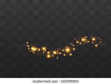 The dust sparks and golden stars shine with special light. Vector sparkles on a transparent background. Christmas light effect. Sparkling magical dust particles interior stock vector.