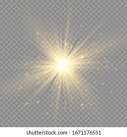 The dust sparks and golden stars shine with special light. Vector sparkles on a transparent background. Christmas light effect. Sparkling magical dust particles interior stock vector