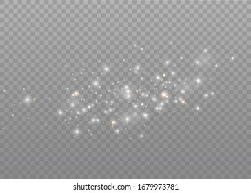 The Dust Sparks And Golden Stars Shine With Special Light. Vector Sparkles On A Transparent Background. Christmas Light Effect. Sparkling Magical Dust Particles.