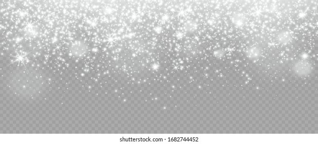 The dust sparks and golden stars shine with special light. Vector sparkles on a transparent background. Christmas light effect. Sparkling magical dust particles.