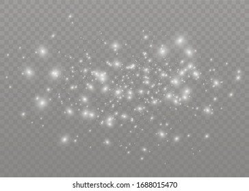 The dust sparks and golden stars shine with special light. Vector sparkles on a transparent background. Christmas light effect. Sparkling magical dust particles.