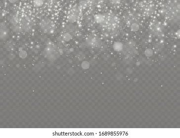 The dust sparks and golden stars shine with special light. Vector sparkles on a transparent background. Christmas light effect. Sparkling magical dust particles.