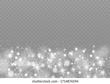 The dust sparks and golden stars shine with special light. Vector sparkles on a transparent background. Christmas light effect. Sparkling magical dust particles.