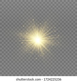 The dust sparks and golden stars shine with special light. Vector sparkles on a transparent background. Christmas light effect. Sparkling magical dust particles interior stock vector