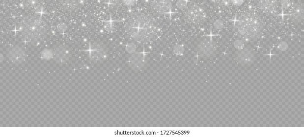 The dust sparks and golden stars shine with special light. Vector sparkles on a transparent background. Christmas light effect. Sparkling magical dust particles.