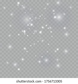 The dust sparks and golden stars shine with special light. Vector sparkles on a transparent background. Christmas light effect. Sparkling magical dust particles.