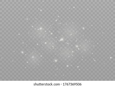 The dust sparks and golden stars shine with special light. Vector sparkles on a transparent background. Christmas light effect. Sparkling magical dust particles.