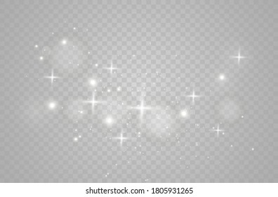 The dust sparks and golden stars shine with special light. Vector sparkles on a transparent background. Christmas light effect. Sparkling magical dust particles.
