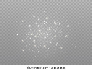 The dust sparks and golden stars shine with special light. Vector sparkles on a transparent background. Christmas light effect. Sparkling magical dust particles.