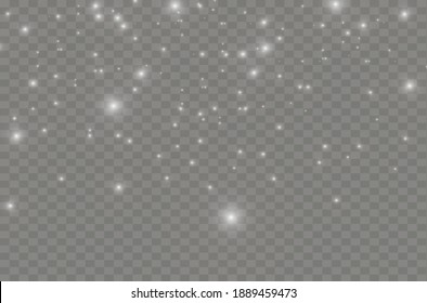 The dust sparks and golden stars shine with special light. Vector sparkles on a transparent background. Christmas light effect. Sparkling magical dust particles.