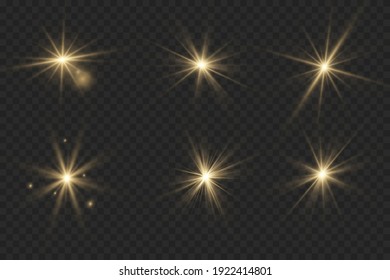 The dust sparks and golden stars shine with special light. Vector sparkles on a transparent background. Christmas light effect. Sparkling magical dust particles interior stock vector