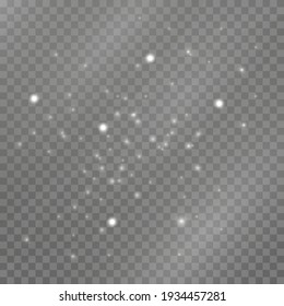 The dust sparks and golden stars shine with special light. Vector sparkles on a transparent background. Christmas light effect. Sparkling magical dust particles.