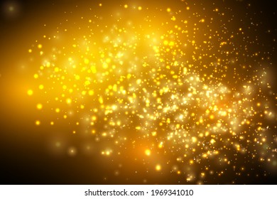 The dust sparks and golden stars shine with special light. Vector sparkles on a transparent background. Christmas light effect. Sparkling magical dust particles.
