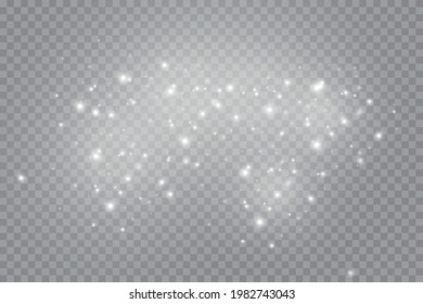 The dust sparks and golden stars shine with special light. Light effect. Snow. Vector. Christmas abstract. Magic concept. Ab