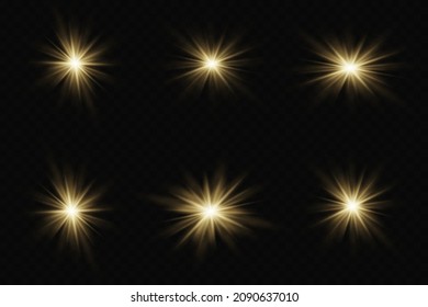 The dust sparks and golden stars shine with special light. Vector sparkles on a transparent background. Christmas light effect. Sparkling magical dust particles interior stock vector