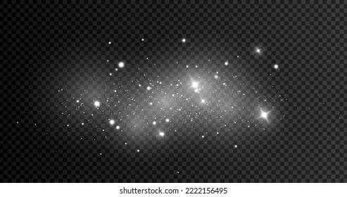 The dust sparks and golden stars shine with special light. Vector sparkles on a transparent background. . Stock royalty free vector illustration. PNG