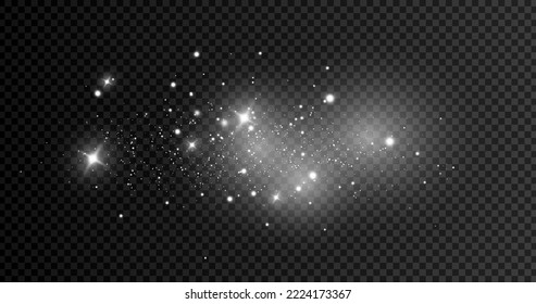 The dust sparks and golden stars shine with special light. Vector sparkles on a transparent background. . Stock royalty free vector illustration. PNG