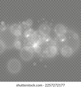 The dust sparks and golden stars shine with special light. Vector sparkles on a transparent background. Christmas light effect.