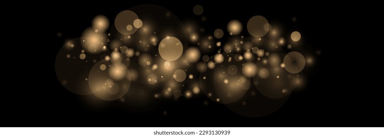  Dust and sparks and golden stars shine with a special light. Vector sparkles on a black background. Christmas light effect. Shiny magical dust particles.