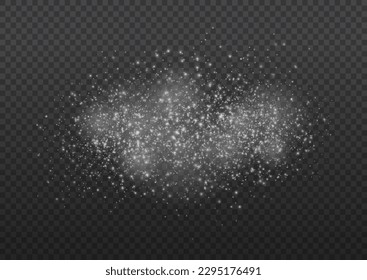 The dust sparks and golden stars shine with special light. White png dust light. Bokeh light lights effect background. Sparkling magical sparkle particles. Christmas light effect. Vector illustration.