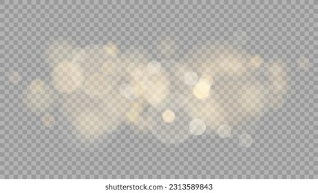 The dust sparks and golden stars shine with special light. Vector sparkles on a transparent background. . Stock royalty free vector illustration. PNG	