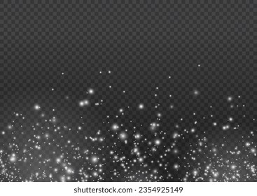 The dust sparks and golden stars shine with special light. White png dust light. Bokeh light lights effect background. Sparkling magical sparkle particles. Christmas light effect. Vector illustration.