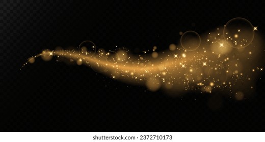 Las chispas de polvo y las estrellas doradas brillan con luz especial. El vector brilla sobre un fondo transparente. efecto de luz navideña. Parpadeando mágicas partículas de polvo.