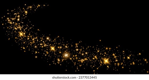 	
The dust sparks and golden stars shine with special light. Vector sparkles on a transparent background. Christmas light effect. Sparkling magical dust particles.	
