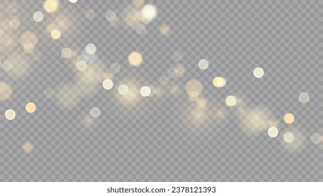 The dust sparks and golden stars shine with special light. Vector sparkles on a transparent background. . Stock royalty free vector illustration. PNG