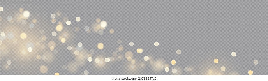 The dust sparks and golden stars shine with special light. Vector sparkles on a transparent background. . Stock royalty free vector illustration. PNG