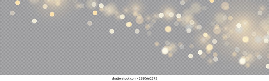 The dust sparks and golden stars shine with special light. Vector sparkles on a transparent background. . Stock royalty free vector illustration. PNG