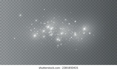 The dust sparks and golden stars shine with special light. Vector sparkles on a transparent background. Christmas light effect. Sparkling magical dust particles.