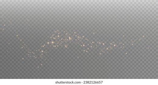 The dust sparks and golden stars shine with special light. Vector sparkles on a transparent background. Christmas light effect. Sparkling magical dust particles.	
