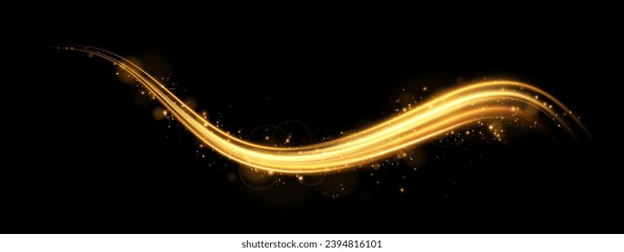 Dust sparks and golden stars shine with special light. Vector sparks on black background. Christmas light effect. Sparkling magic dust particles.	