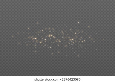 The dust sparks and golden stars shine with special light. Vector sparkles on a transparent background. Christmas light effect. Sparkling magical dust particles.	