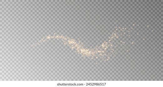 The dust sparks and golden stars shine with special light. Vector sparkles on a transparent background. Christmas light effect. Sparkling magical dust particles.	