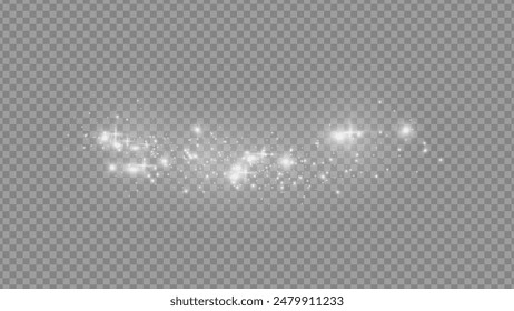 The dust sparks and golden stars shine with special light. Vector sparkles on a transparent background. . Stock royalty free vector illustration. PNG	