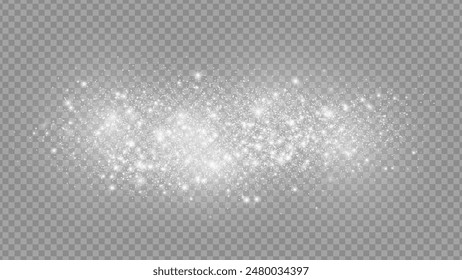 The dust sparks and golden stars shine with special light. Vector sparkles on a transparent background. . Stock royalty free vector illustration. PNG	