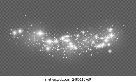 The dust sparks and golden stars shine with special light. Vector sparkles on a transparent background. . Stock royalty free vector illustration. PNG	