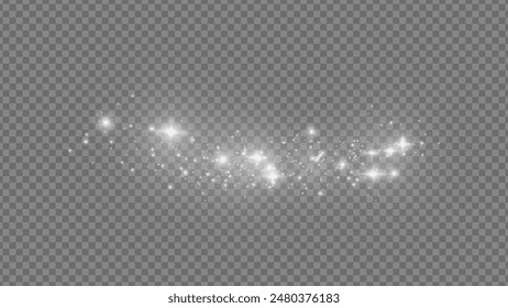 The dust sparks and golden stars shine with special light. Vector sparkles on a transparent background. . Stock royalty free vector illustration. PNG	